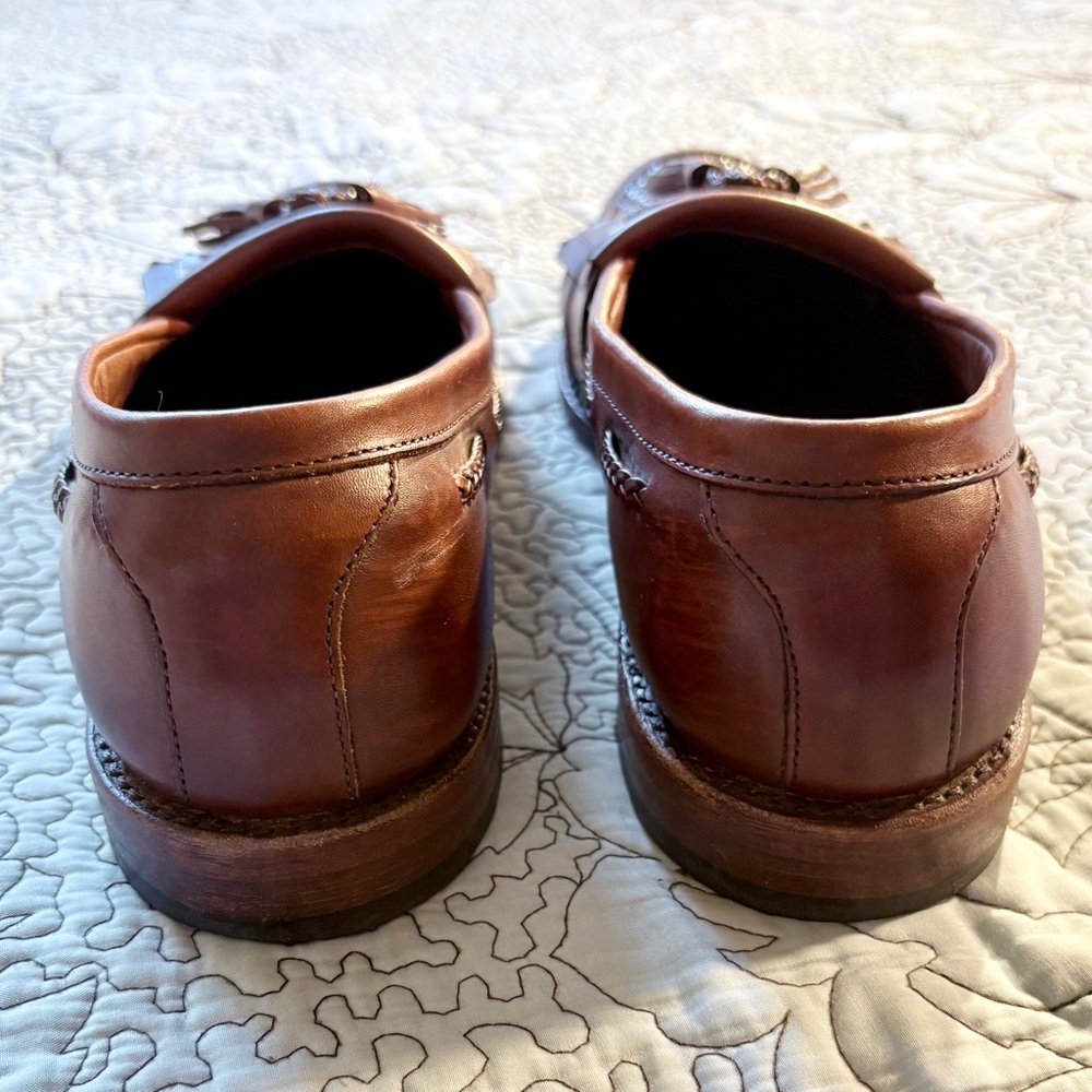 ♨️Allen Edmonds Cody Leather Loafers Woven Vamp and Fringe Kiltie Men’s 9.5🧡 - Picture 8 of 12